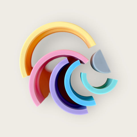 Rainbow BPA free silicone stacker and teether