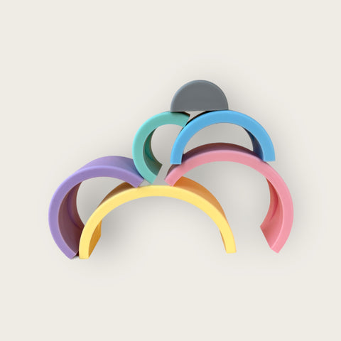 Rainbow BPA free silicone stacker and teether
