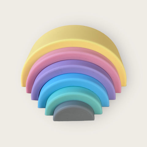 Rainbow BPA free silicone stacker and teether
