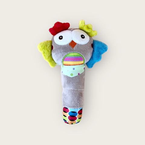 Owl squeak toy and rattle