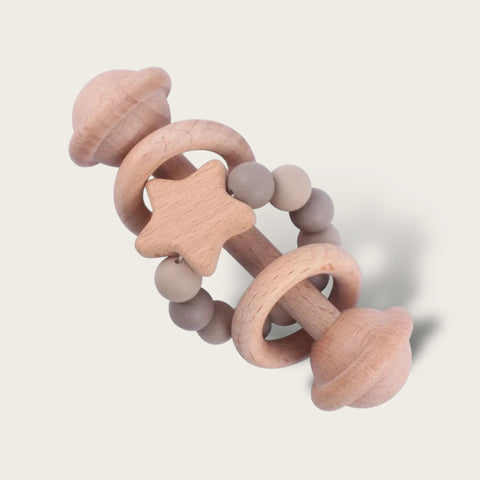 Star and beads Beech Wood Rattle