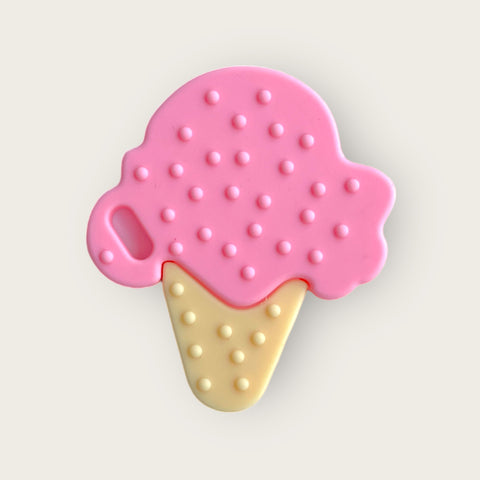 Ice cream teether set with pacifier clip and dust bag (pink)