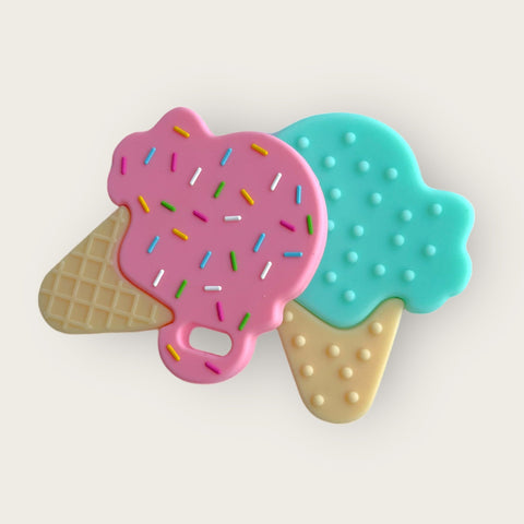 Ice cream teether set with pacifier clip and dust bag (mint)